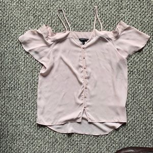 NWOT Express Open Shoulder Pink Blouse